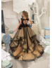Yellow And Black Lace Tulle Sweet Flower Girl Dress Yellow And Black Lace Tulle Sweet Flower Girl Dress